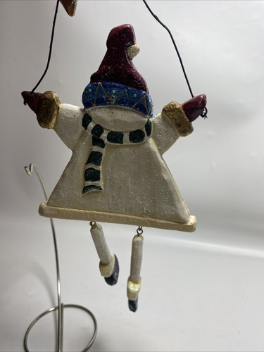 Ceramic Snowman Dangle Legs Hanging Christmas Tree Ornament - Picture 4 of 7