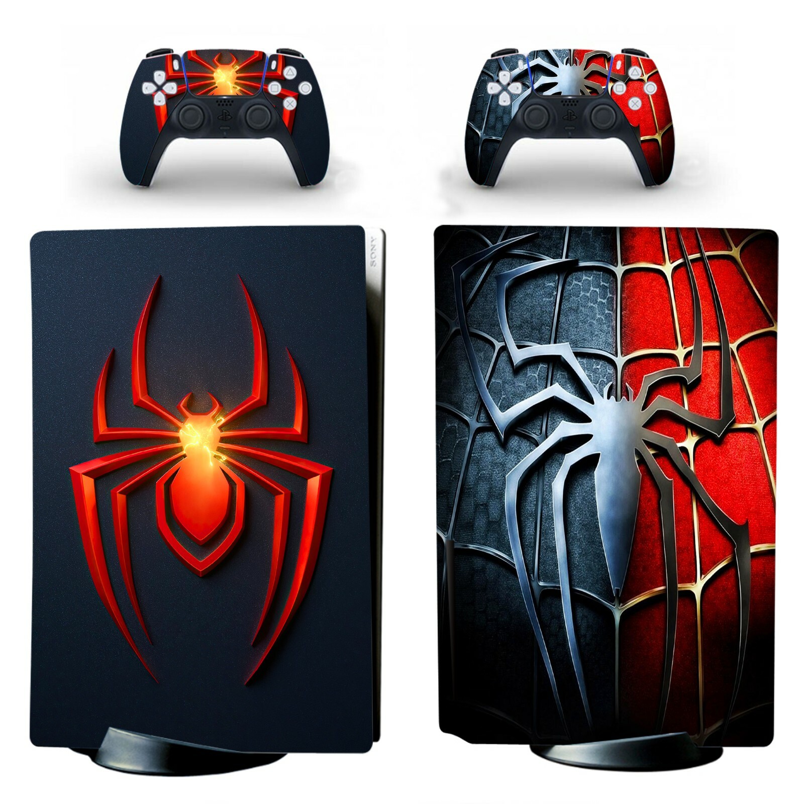 PS5 Standard Disc Digital Console Skin Decals Sticker Set Spiderman Spider Icon-image