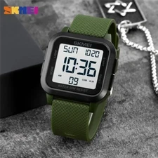 SKMEI Watch Men Square Alarm Electronic Digital Wristwatch Boys Girls Stopwatch