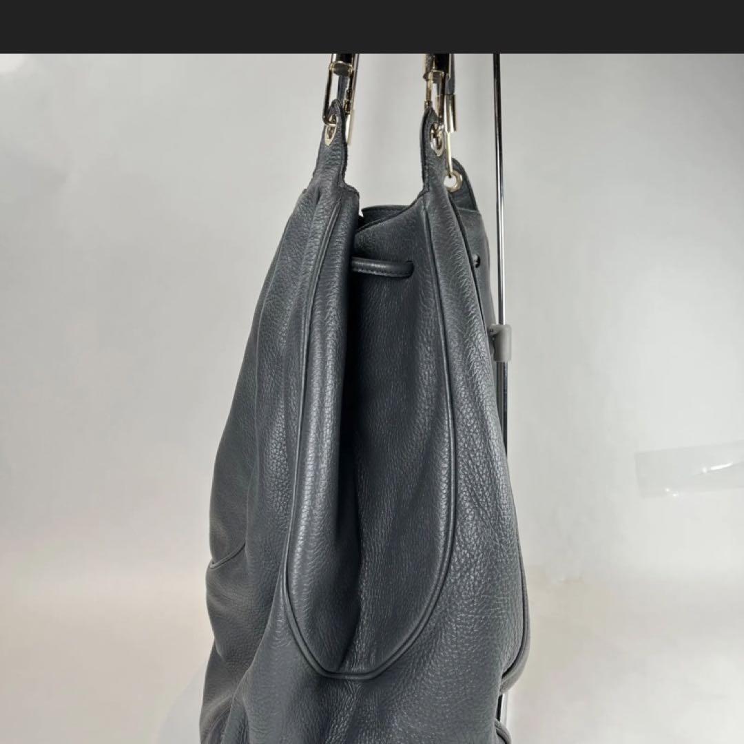 Jil Sander Leather Tote Bag Drawstring Gray Large Capacity Jil Sander Leather Tote Bag Drawstring Gray Large Capacity