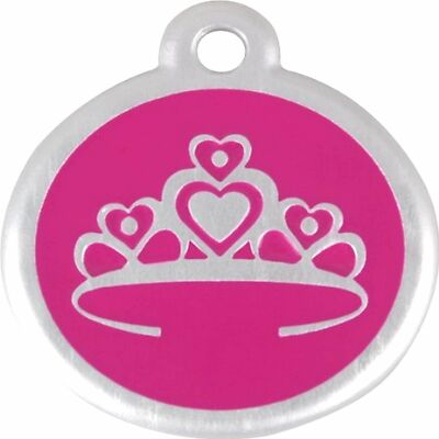 Red Dingo QR Collar Tag, Crown, Small, Hot Pink