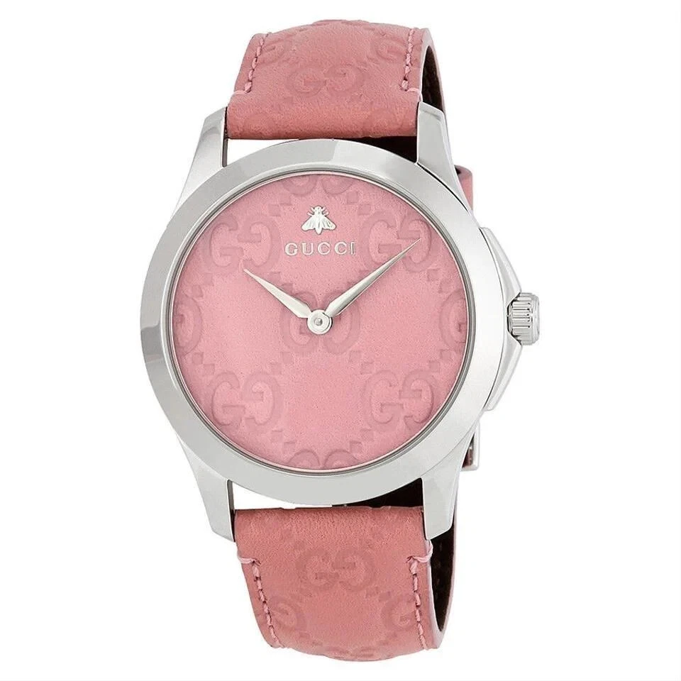 Montre pour femme Gucci G Timeless YA1264030 cadran rose bonbon en acier inoxydable