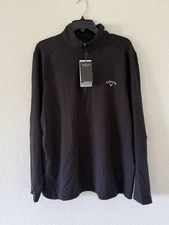 NEW! CALLAWAY GOLF 1/4 ZIP PULLOVER LARGE BLACK PERFORMANCE STRETCH