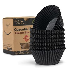 Bake Choice 200pcs Standard Black cupcake liners for Standard,