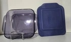 Vtg Pyrex 8x8x2 #222 Amethyst Purple Glass Baking Dish With Blue Lid #222PC 2 Qt