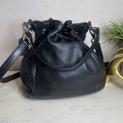 バッグ VintageCOACH Black Drawstring Bucket Bag Coach (2013) Avery Black Leather Classic Drawstring Bucket Bag