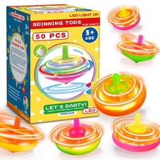 50Pcs Kid  s Light Up Spinning Tops Set, 4 Color Mixing, LED Flashing Tops, Bulk