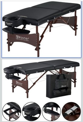 Master Massage 30'' Newport Portable Cable Release Massage Table - Black