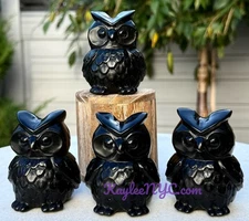 Wholesale Lot  4 Pcs 7.5cm Natural Black Obsidian Owls Healing Energy
