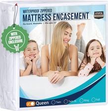 Utopia Bedding Queen Mattress Protector Zippered, 100 Waterproof Bed Bug and Du