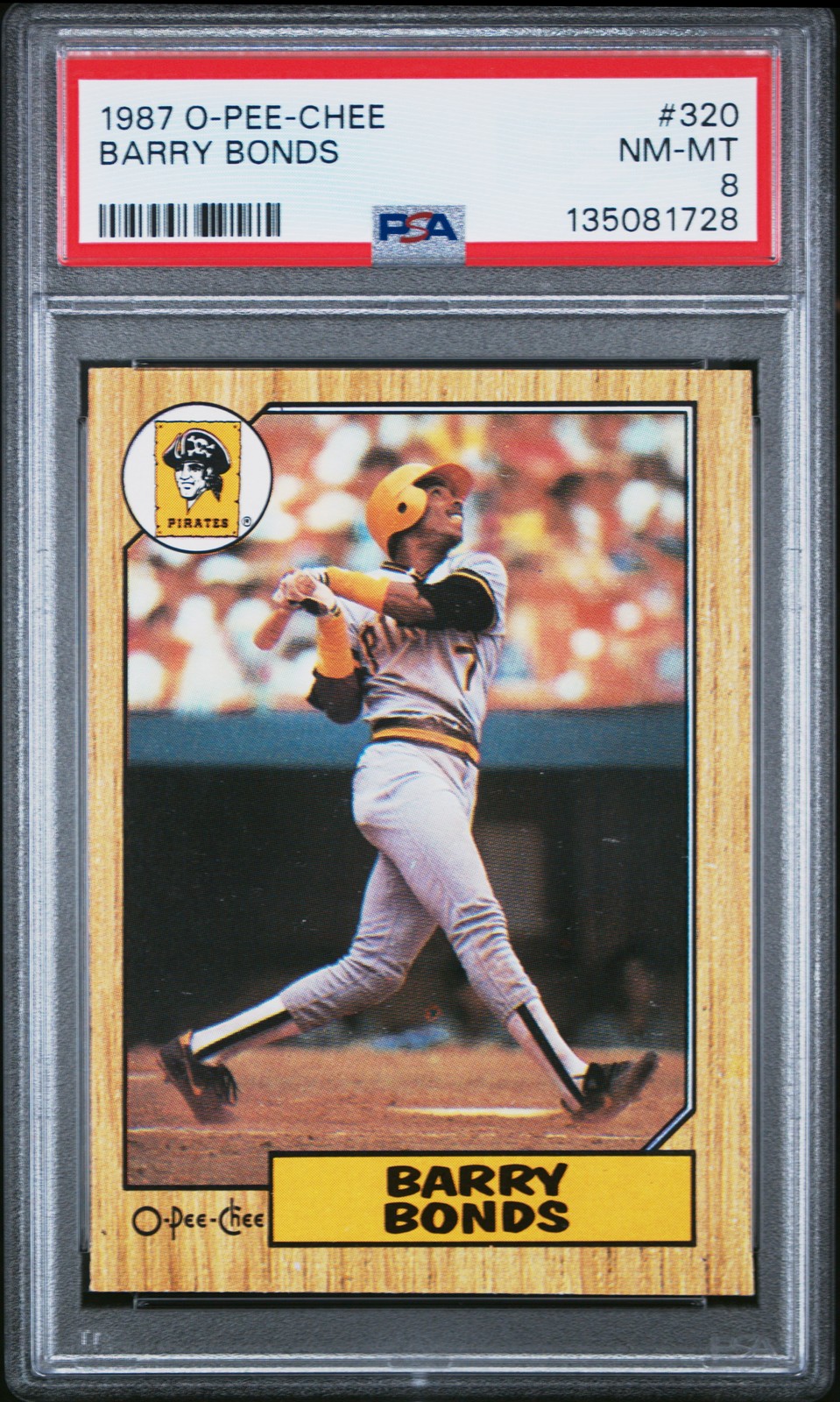 1987 O-PEE-CHEE #320 BARRY BONDS ROOKIE RC PSA 8