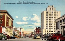Macon Ga. Georgia Cherry Street Looking East Bankers Insurance Building Postcard