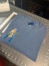 Cowboy Carter Beyoncé 'Act II' Themed Embroidered Crewneck T-Shirt Washed Denim