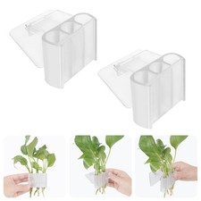 2 Pcs White 3 Hole Aquatic Plant Cups Aquarium Holder