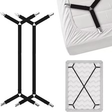 4Bed Sheet Fasteners Adjustable Elastic Suspenders Straps Mattress Covers Clips