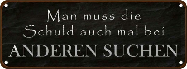 Blechschild 10X27 Cm Schuld Auch Bei Anderen Suchen Dekoration Spruch Zitat Deko-image