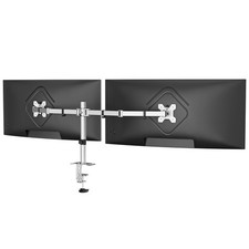 Dual Monitor Desk Mount Adjustable 15.75 Inch Pole Stand 22 Lbs MD9442LS Silver
