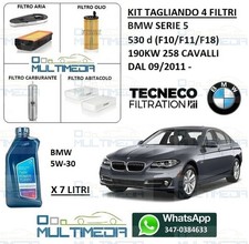 TAGLIANDO 4 FILTRI E OLIO ORIGINALE BMW 5W30 SERIE 5 530D F10 F11 190KW 258 CV