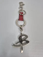 B. Makovsky Leather & Siver Tone Metal Handbag Hang Tag w/Key Ring Authentic