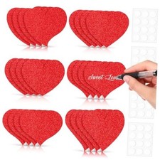 24 Pcs 7.08 Inch Valentine's Day Cutouts Large Paper Heart Red Glitter Heart