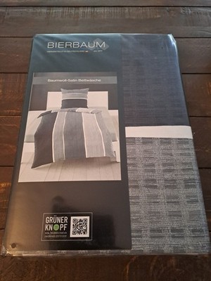 Bierbaum Bettwäsche Mako-Satin grau weiß antrhazit 135 x 200 cm OVP