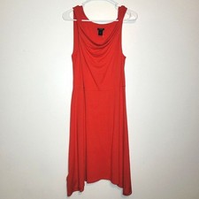Ann Taylor Red Orange Sleeveless Sharkbite Dress Medium