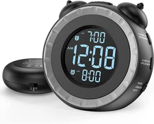 Loud Dual Alarm Clock with Bed Shaker - 0-100% Dimmer, Vibrating Alarm Clock for