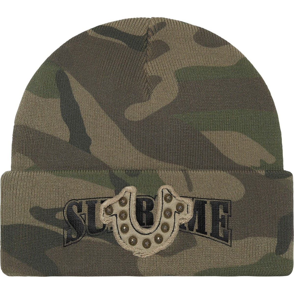 Supreme FW25 True Religion Logo Beanie Olive Camo One Size New