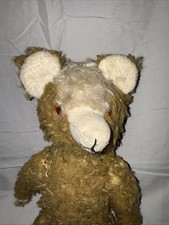 Antique Teddy Bear Mohair Stuffed With Straw 19" Well Loved Arms  Legs Jointed