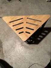 Corner Shower Bench Light Wood With Painted Black Metal