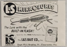 1954 Print Ad L&S Mirrolures Fishing Lures with Built in Flash Clearwater,FL