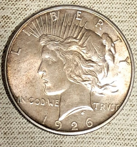 1926-D $1 PEACE SILVER DOLLAR RAINBOW TONED UNC !!  TOUGHER DATE