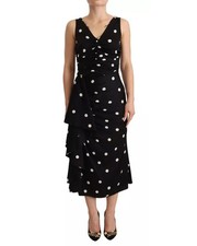 Preloved dolce & gabbana Polka Dot Dress Midi Aline Women Black Dresses