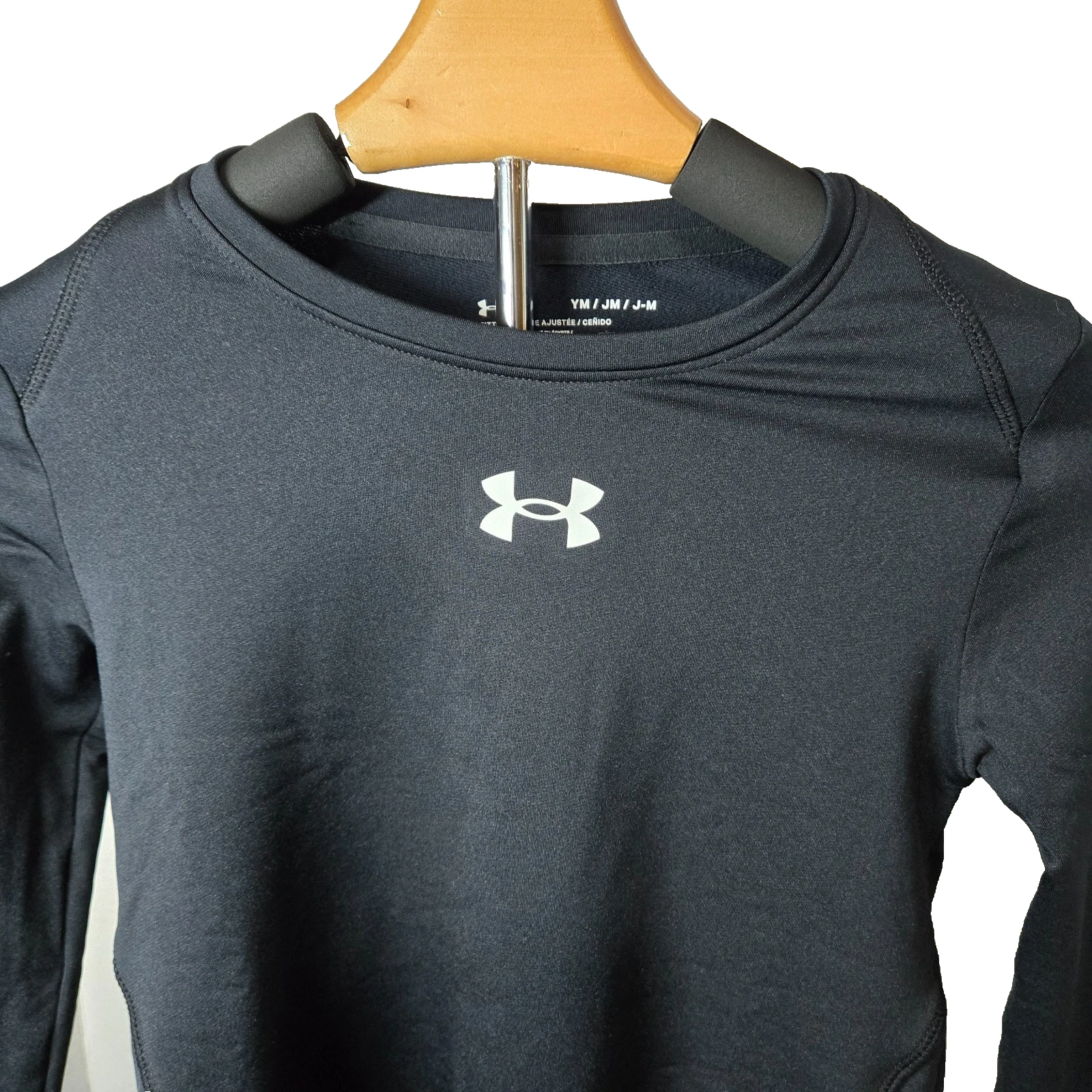 Under Armour Girls ColdGear Crewneck Long Sleeve Thermal Base Layer Top Black M
