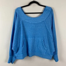 Free People We The Free Westend Thermal Top Size Small Blue Pocket OB997317