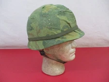 Vietnam Era M1 Ground Troop Helmet Complete w/Liner & Mitchell Cover Dtd 1969 #3