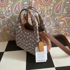 COACH LANA SIGNATURE JACQUARD BURNISHED AMBER HANDBAG