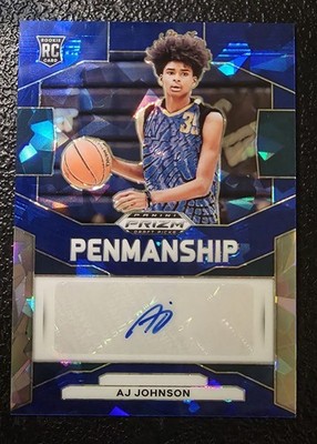 2024-25 Panini Prizm Draft Picks - Penmanship AJ Johnson Blue Ice /75