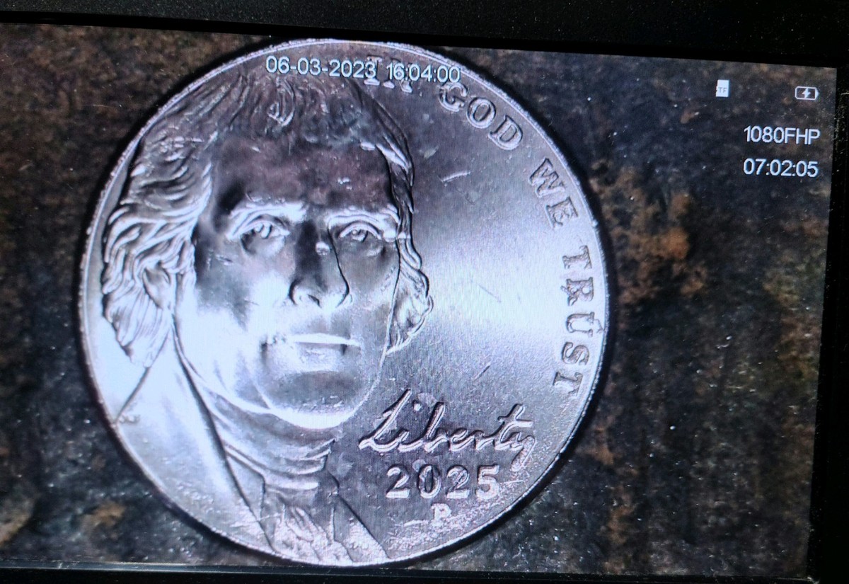 2025 P Jefferson Nickel Uncirculated Errors Obverse DW Initials