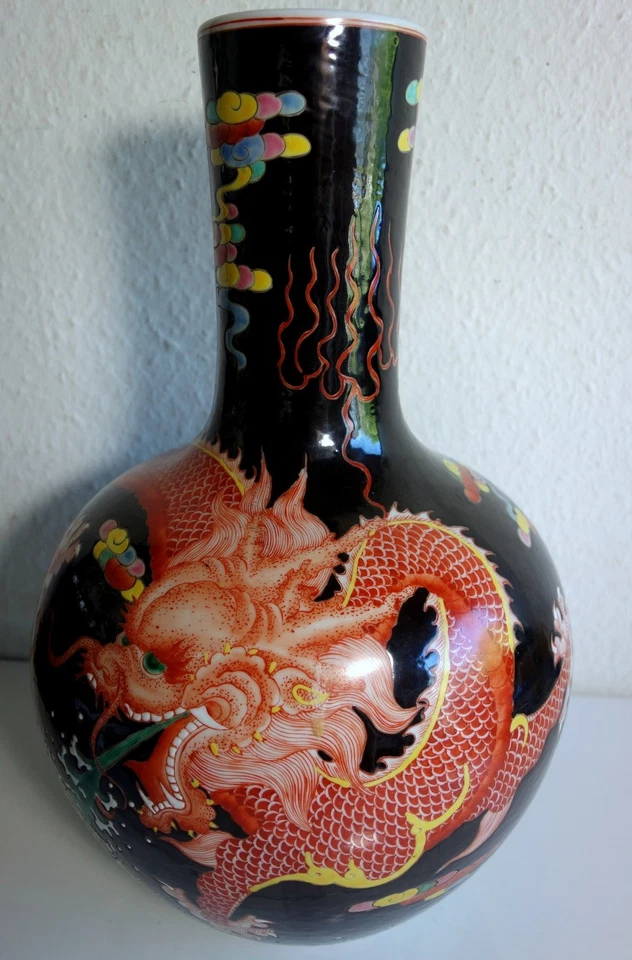 MUEAL ANTIK China Chinese Ming - Qianlong Vase Porzellan Drache Dragon 40 cm - Bild 2 von 4