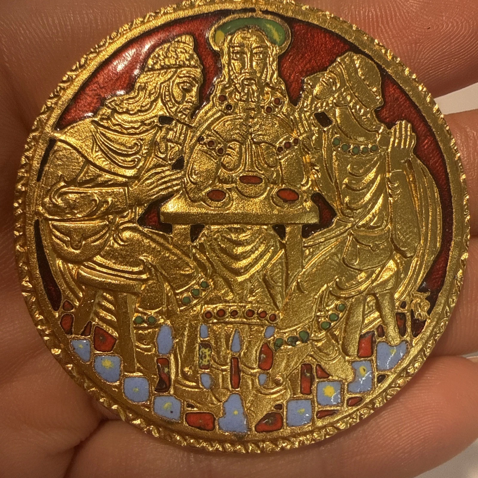 Médaille Religieuse Avec Chaîne De La Monnaie De Paris En Bronze 1979