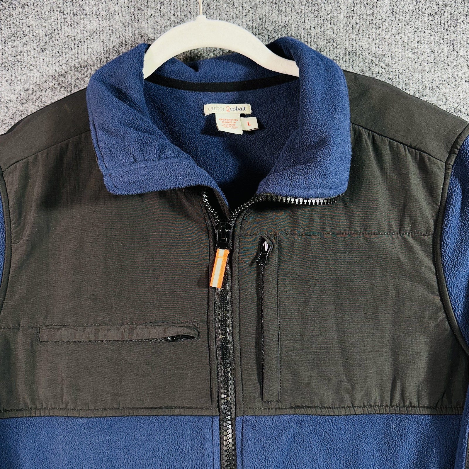 Carbon 2 Cobalt Denali Fleece Jacket Men's Large Blue Colorblock Zip Pockets - second product detail image