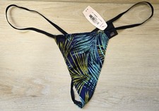 NWT Rare Vintage Victoria's Secret Tropical Palm Silky Smooth V-String Panties S