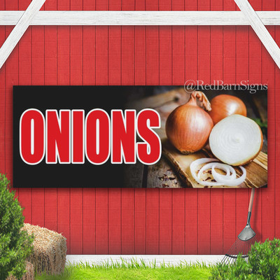 ONIONS Vegetable Farm Fair Indoor Outdoor Banner Sign with grommets
