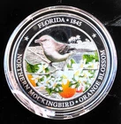 Florida US State Bird & Flag Colorized Vtg Rare Bullion-0.999 Silver 1 Oz Coin