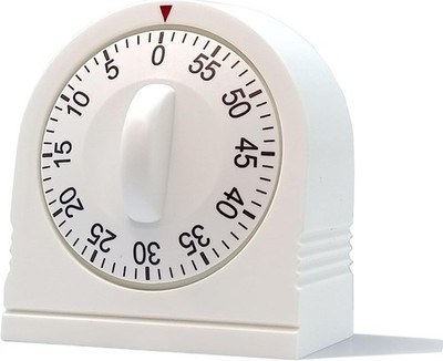 60-Min White Mechanical Wind-Up Timer with Loud Alarm, for Cooking & Classroom