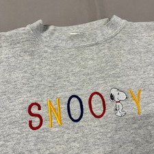 Vintage Peanuts Snoopy Embroidered Gray Crewneck Sz L