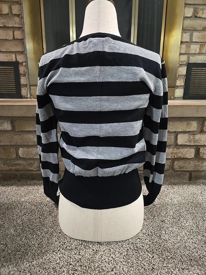 Suéter Social Collision De Colección Y2K Cuello en V Rayas Mujer Talla Grande Calavera Gótico Emo Foto 3 de 4
