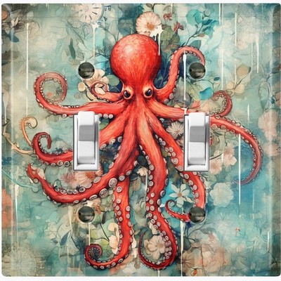 Metal Light Switch Outlet Cover Wall Plate Octopus Ocean Marine Decor OCN167