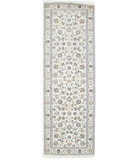 2'9 X 8'3 Hand-Knotted Indo-Nain Runner Cream Floral Hallway Decor Carpet 3X8 ft